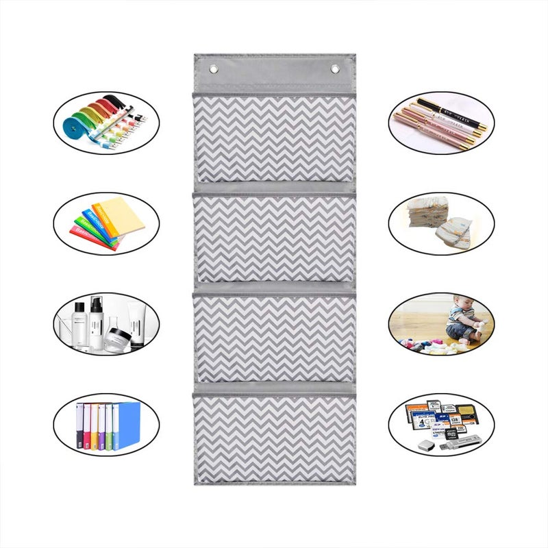 Eamay Wall Mount/Over Door File Hanging Storage Organizer - 4 Large Document Organizer Holder for School, Classroom, Home or Office Use, Wave Pattern - Image 5